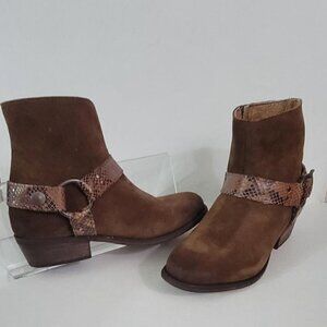 ARTISAN BY ZIGI “Layza” Booties in Brown Suede Snakeskin